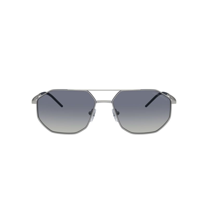Emporio Armani Sunglasses Silver Frame with Grey Lenses for Men 