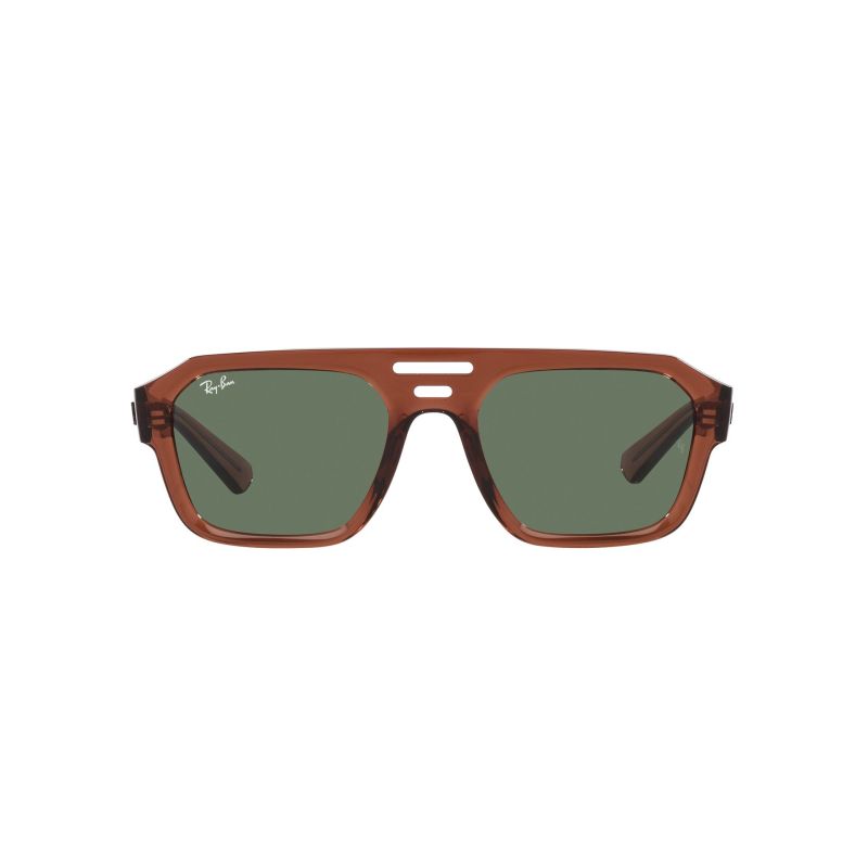 Ray Ban Sunglasses Transparent Brown Frame with Dark Green Lenses